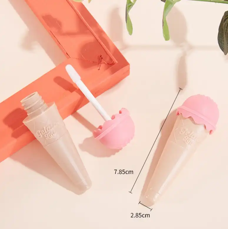 Mini cone de sorvete fofo, pequeno plástico vazio para sorvete/picolé/gato/boca/anel de chupeta/formato de coração embalagem cosmética do tubo do gloss do lábio
