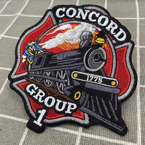 Wholesales Custom Logo Cartoon Train Embroidery Patches Hook And Loop Patches Cartoon Iron on Embroidery Patches for garment