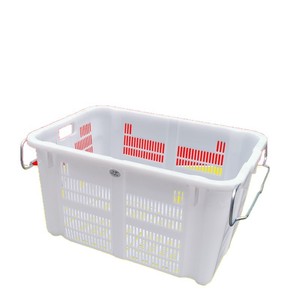 Cesta de plástico para alimentos Hengfeng 655x470x340 rectangular con asas de hierro para almacenamiento de frutas y verduras - Product Image 1