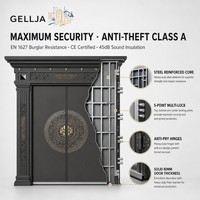 Porte d'entrée double en acier inoxydable de luxe GELLJA avec médaillon en bronze, certifiée CE pour villa