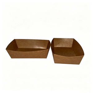 Plateau alimentaire en papier kraft <span class=keywords><strong>pas</strong></span> <span class=keywords><strong>cher</strong></span> en gros avec impression personnalisée |   Plateau jetable pour bateau, prix d'usine |   Emballage pour la restauration rapide à faible MOQ - Product Image 2