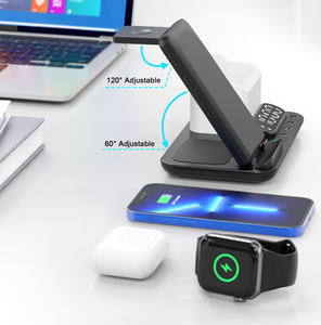 Station de charge sans fil 3 en 1 avec réveil, charge rapide 15W, OEM ODM, pour iPhone 13, Watch, <span class=keywords><strong>chargeur</strong></span> magique - Product Image 4