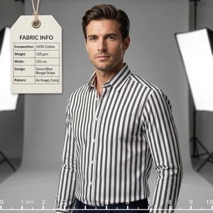 Tessuto Popeline a Righe Tinto in Filo Premium 100S TR Cotone Lyocell, Trattato con Ammoniaca Liquida, per Camicie da Uomo, Donna e Bambino, Anti-Piega - Product Image 6