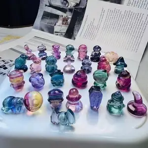 Großhandel Fluorit Schnitzereien Mini poliert Heilung Regenbogen Fluorit Halloween Schnitzereien Hochwertige Kristall Handwerk für Geschenk