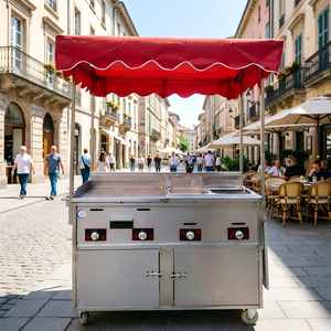Carrello Alimentare Commerciale Convertibile in Acciaio Inossidabile a 4 Ruote con Doppio Asse Tandem, Scomparti Isolati e Spazio per Preparazione Cibo e Griglia per Esterni - Product Image 3