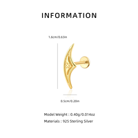 Boucles d'oreilles en argent sterling S925 en forme de croissant de lune, tendance, haut de gamme, simples, élégantes avec design de perforation en spirale intérieure à vis.