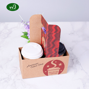 Portavasos <span class=keywords><strong>VVG</strong></span> de 2 o 4 tazas, portavasos de papel Kraft desechable para entrega, para llevar, café, leche, té, bebida, jugo - Product Image 4