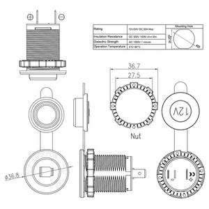 Prise USB 24V Allume-cigare Prise Cigarette Plastique Marine Voiture Bateau Accessoire DC 12V Cuivre Prise Aux Charge - Product Image 2
