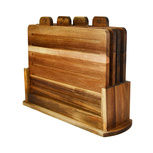 Venta directa de fábrica, juego de tablas de cortar de índice de madera de acacia con manipulador, bloques de cortar de bambú, tablas de charcutería - Product Image 3