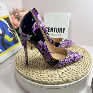 Zapatos de Mujer con Flores Rojas de 12CM, 10CM y 8CM, 2024, Tallas Grandes, Tacones de Aguja con Punta Puntiaguda, Zapatos de Tacón Alto de Moda - Product Image 5