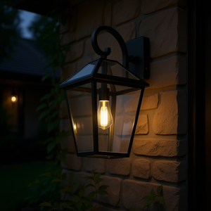 Lanterne murale extérieure moderne en aluminium noir de 21 pouces avec verre transparent, lot de 1 applique murale pour porche, patio, jardin - ampoule non incluse - Product Image 2