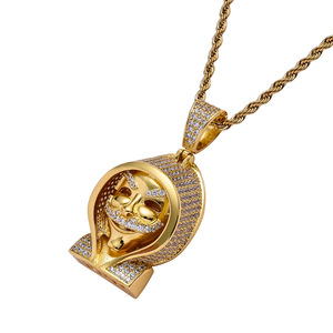 Collar con Colgante <span class=keywords><strong>de</strong></span> <span class=keywords><strong>Muerte</strong></span> <span class=keywords><strong>de</strong></span> Latón con Circonitas Cúbicas Micro Pavé BES Iced Out, Joyería Vintage Punk Hip Hop para Hombres Rapper - Product Image 5