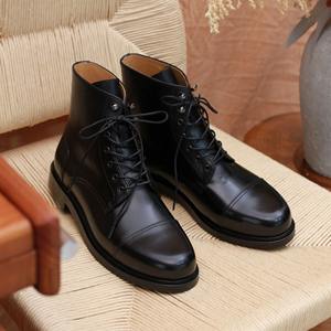 Botas Retro Estilo Británico Americana para Hombre, Modernas, Versátiles, con Cordones, Casuales, de Caña Alta, para Fiesta, con Diseño Arrugado, Ligeras y Transpirables - Product Image 4