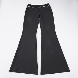 Gothic Summer Elastic Waist Low Rise <b>Hip</b> Hugging Slight Flare Knit Pants <b>for</b> Women - Product Image 2