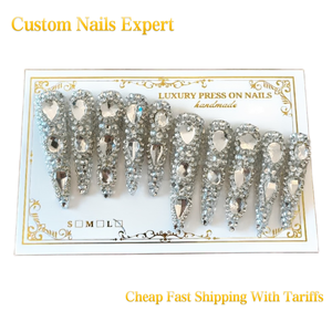 Nouvelles tendances : <span class=keywords><strong>Faux</strong></span> <span class=keywords><strong>ongles</strong></span> à presser entièrement recouverts de strass, longs, forme stiletto, de haute qualité, pour la vente en gros aux fournisseurs, <span class=keywords><strong>ongles</strong></span> autocollants de luxe - Product Image 1