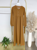 Robe Abaya Longue Plissée en Polyester Tricoté pour Femme, Style Moderne Musulman Arabe, Modeste, Égyptienne, Turque, Moyen-Orient, Dubaï, Collection 2025 – Prix Abordable
