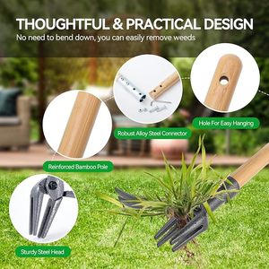Désherbeur manuel en acier de haute qualité, best-seller, avec manche en bois long et réglable, outil de jardinage noir - Product Image 6