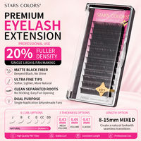 STARSCOLORS Bandeja de Pestañas de Cachemira Negro Mate Oscuro J B C D Extensiones de Pestañas Premium 0.03 0.05 0.07mm Pestañas de Volumen Pestanas