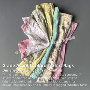 Chiffons d'essuyage industriels en coton 100% recyclé, couleurs mélangées claires, forte absorption d'eau et d'huile - Product Image 2