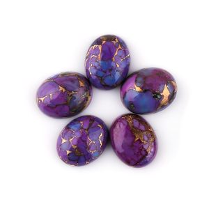 Cabochon ovale en turquoise Mohave en cuivre violet, pierre précieuse naturelle pour la fabrication de bijoux, 2 pièces, pierre polie de haute qualité - Product Image 1