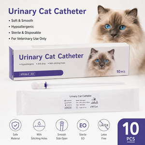 Catéter Urinario Estéril para <span class=keywords><strong>Gatos</strong></span>, Catéter Uretral de 1.0/1.3 mm (Catéter para <span class=keywords><strong>Gatos</strong></span>, Sin Dolor) para Uso Veterinario al Mejor Precio - Product Image 1