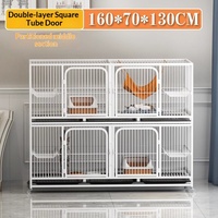 Cage d'élevage métallique à 3 niveaux pour chats et chiens avec séparateur, enclos double couche pour l'hébergement