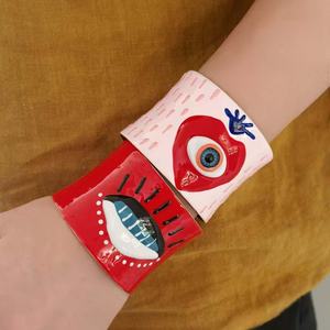 Alla moda bracciali aperti a forma di goccia colori ad olio <span class=keywords><strong>grande</strong></span> malocchio con bracciali aperti 18k placcato oro set di braccialetti di gioielli da donna - Product Image 5