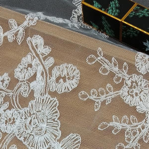 Erkoumi <span class=keywords><strong>blanc</strong></span> luxe broderie paillettes suisse Voile dentelle garnitures pour robe de mariée accessoires Lingeries ensembles robes - Product Image 1