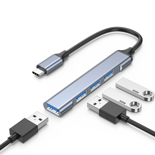 Multi USB C HUB USB 2.0 3.0 480Mbps 5Gbps Type-C 4 Port Splitter Adapter OTG Docking Station Pad for Laptop & Mobile Phone PC