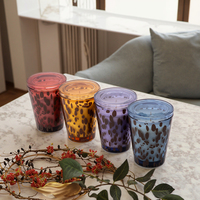 AIKUN Bougeoirs ronds en verre coloré soufflés à la bouche Bougeoir en verre imprimé léopard de luxe pour la décoration intérieure
