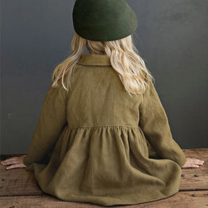 Automne hiver mignon élégant <span class=keywords><strong>petite</strong></span> fille robes à manches longues solide col claudine robes décontractées 6 ans fille bébé volants court - Product Image 6