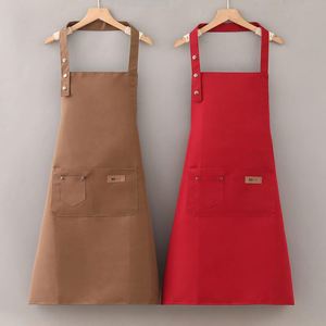Tabliers de cuisine en toile de coton imprimés avec logo personnalisé, noirs, promotionnels, imperméables, avec poches en polyester, pour la cuisine - Product Image 2