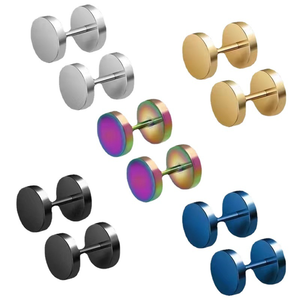Boucles d'oreilles classiques minimalistes en acier inoxydable 316 en forme de barre avec placage PVD, conçues pour hommes - Product Image 1