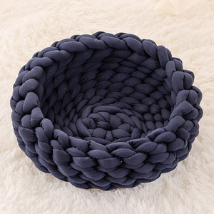 Trong Nhà Sang Trọng Ấm Áp Mềm Chống-Trượt Dệt Handmade Pet Mèo Giường Sâu Vòng Crochet Chunky Tổ Bện Mèo Giường - Product Image 5