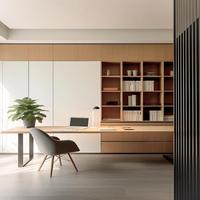 Bureau d'angle en L personnalisé avec bibliothèque et tiroirs verrouillables pour villa, salle de lecture et d'étude autonome