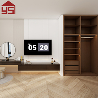 Meuble TV mural design moderne avec structure flottante et coiffeuse intégrée pour chambre à coucher