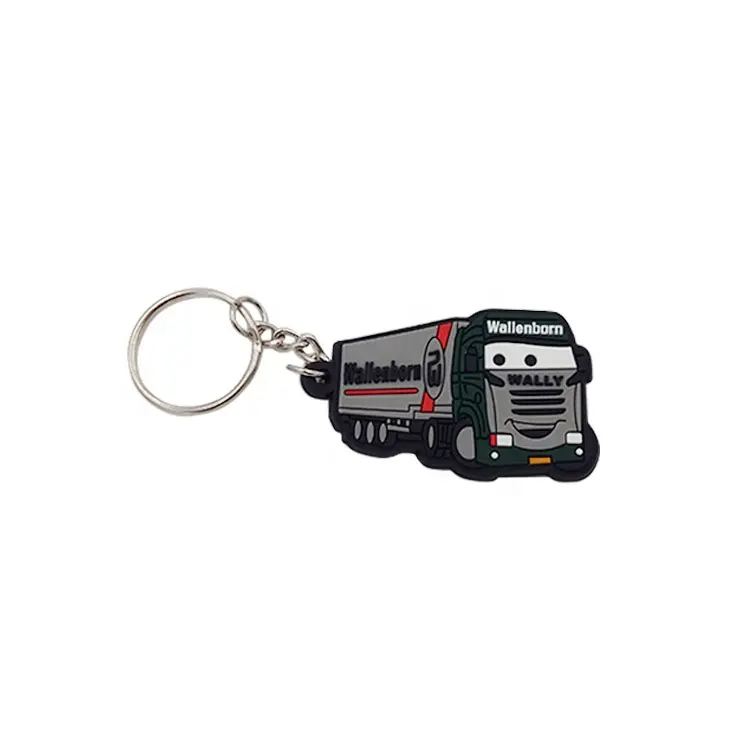 Promotional Business Gifts Rubber Key Ring Holder Custom Truck Design Wallenborn Brand Tags 3D PVC Keychains