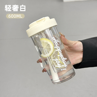 Custom Logo Bpa-Vrij 600Ml Plastic Drinkwaren Helder Water Fles Filter Stro Voor Outdoor Reizen Camping Fruit Sap Waterfles