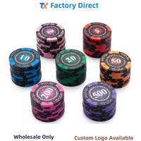 Vente en gros directe d'usine, jetons de poker en céramique d'argile personnalisés de 14 g avec étui, jetons de casino vierges et plateau, jetons de poker de divertissement