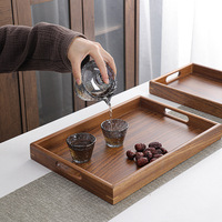 Plateau de service en bois Assiette de fruits à thé rectangulaire avec poignée Maison Style japonais Tasse Plateau à dessert