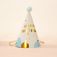 Ychon, nuevo lanzamiento, sombreros de cumpleaños, suministros para fiestas, sombrero de fiesta de cumpleaños de papel, diseño popular, conjunto de gorra de cono de cuello estampado