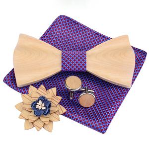 Nouvelle mode 2020, ensemble de nœud <span class=keywords><strong>papillon</strong></span> et mouchoir en <span class=keywords><strong>bois</strong></span> 3D fait à la main, nœud <span class=keywords><strong>papillon</strong></span> pour homme, soie et coton, serviette carrée - Product Image 5