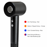 Sèche-cheveux ionique BLDC à séchage rapide avec diffuseur, 2 réglages de vitesse, 4 réglages de chaleur, lumière respirante et contrôle intelligent de la chaleur