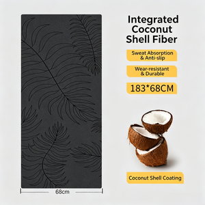 Tapis de yoga transfrontalier mat sans odeur en fibres de coco PU haute densité, léger, élargi, antidérapant, résistant à l'usure, motif feuille - Product Image 6