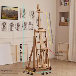 Chevalet <span class=keywords><strong>de</strong></span> studio en bois <span class=keywords><strong>de</strong></span> hêtre finition noyer, robuste, pliable, avec roulettes, hauteur réglable, inclinable, pour <span class=keywords><strong>peinture</strong></span>, modèle HXS - Product Image 4