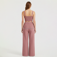 Ensembles deux pièces en velours côtelé personnalisés pour femmes, haut de camisole et pantalon large, tenue pour femmes