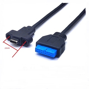 Cable de Conector Tipo E Macho a USB 3.1 Tipo C Hembra Plano de 50 cm con Tornillo - Product Image 2