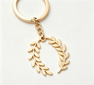 Gold Color Metal Key Chain Laurel Leaf <b>Keyring</b> Wreath Pendant Bag <b>Charm</b> Gift Accessory - Product Image 4