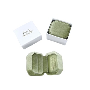Commercio all'ingrosso anello nuziale scatole di velluto singolo ottagono anelli di imballaggio rigido - Product Image 1
