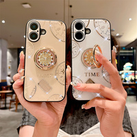 Étui de téléphone à paillettes de porte-anneau de luxe pour iPhone 16 Pro Max 15 Plus 14 13 12 11 XR 7 8 Samsung Z Fold 6 Diamond Mobile Cover